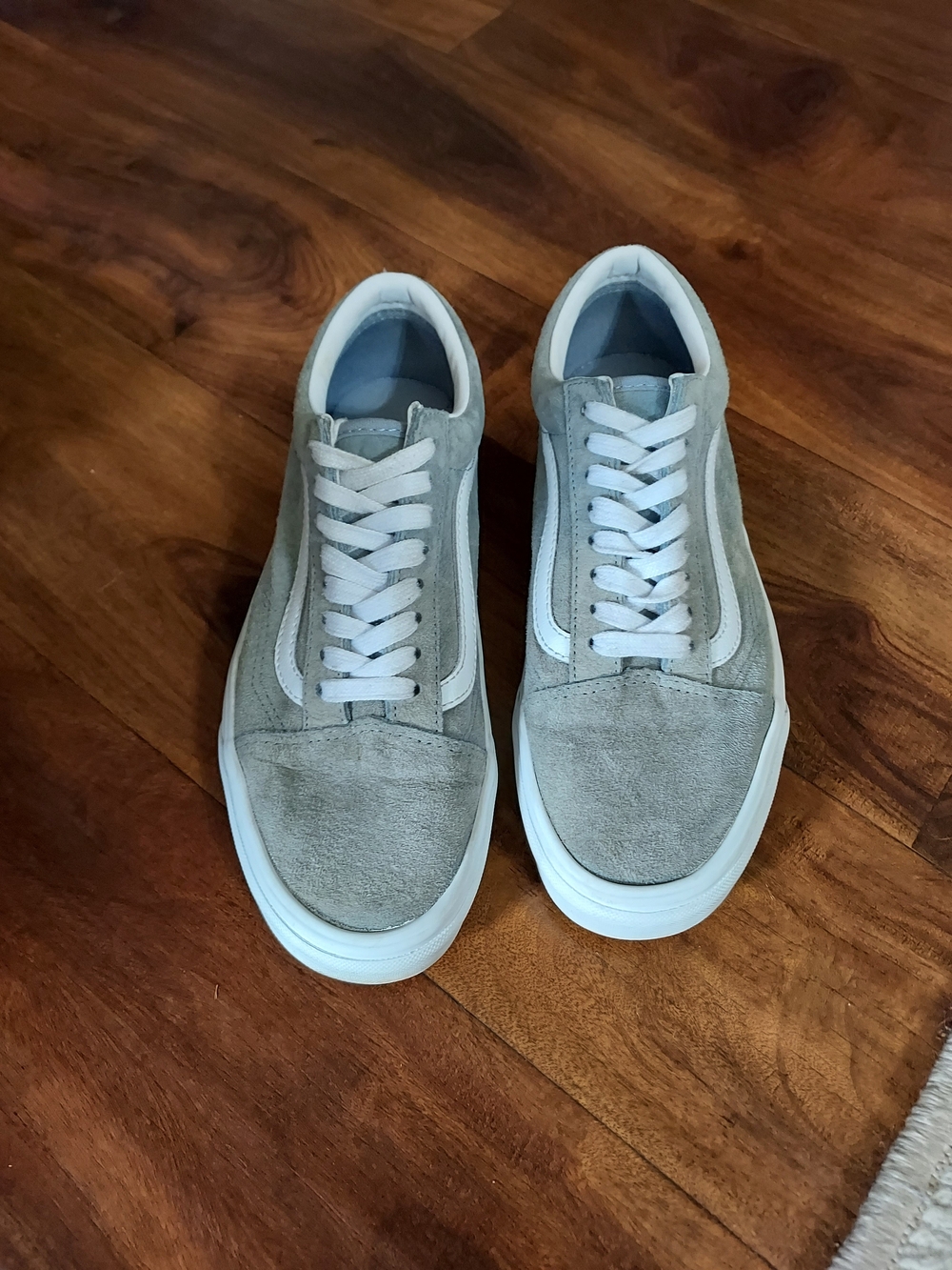 Vans Men's Suede Old Skool Sneakers in Light Gray and White